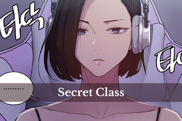 Illustration of "Secret Class" characters in a classroom setting.